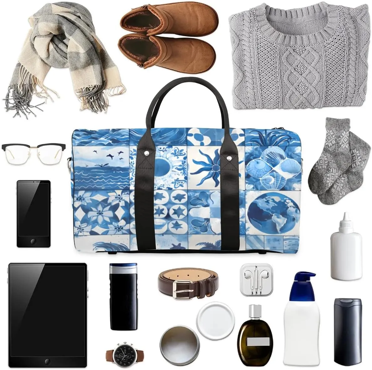 Travel Duffle Bag Ocean Themed Gym Bags for Men Women Travel Duffel Bags with Adjustable Shoulder Strap Carry On Weekender Bag