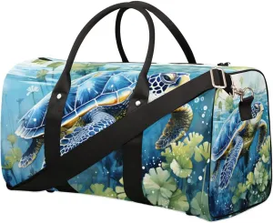 Travel Duffle Bag Sea Turtle Seaweed Gym Bags for Men Women Travel Duffel Bags with Adjustable Shoulder Strap Carry On Weekender Bag