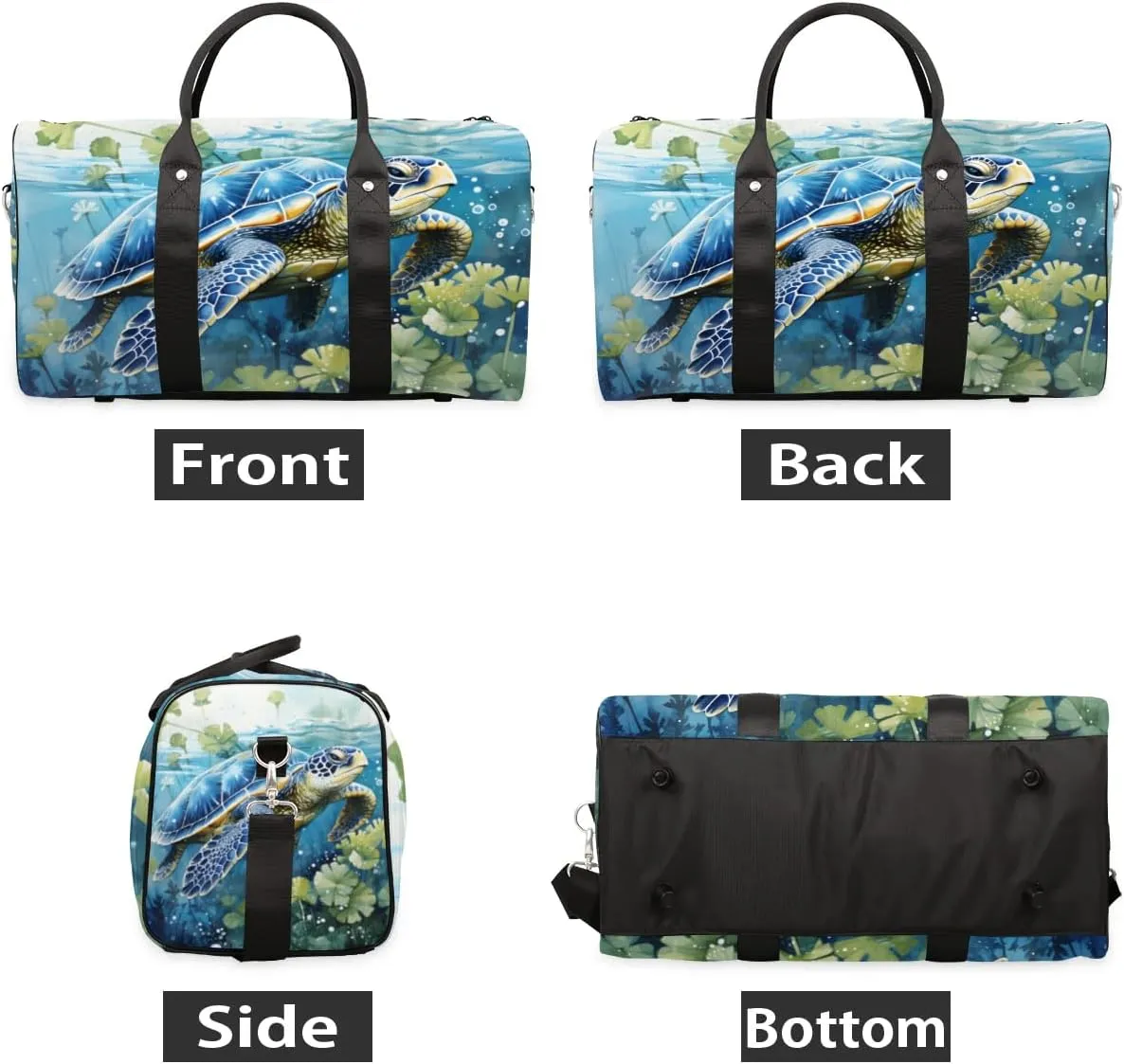 Travel Duffle Bag Sea Turtle Seaweed Gym Bags for Men Women Travel Duffel Bags with Adjustable Shoulder Strap Carry On Weekender Bag