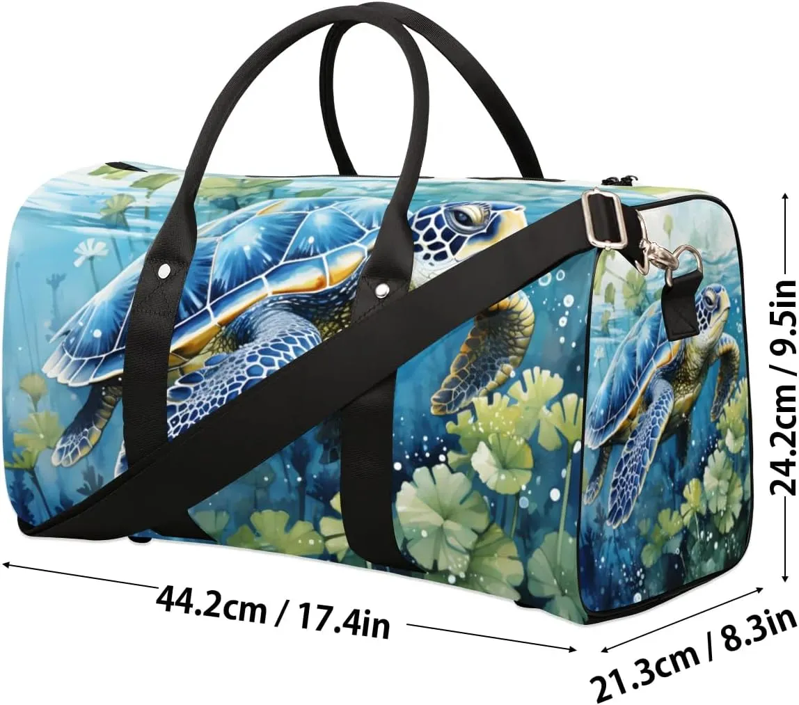 Travel Duffle Bag Sea Turtle Seaweed Gym Bags for Men Women Travel Duffel Bags with Adjustable Shoulder Strap Carry On Weekender Bag