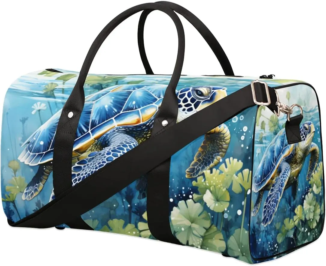 Travel Duffle Bag Sea Turtle Seaweed Gym Bags for Men Women Travel Duffel Bags with Adjustable Shoulder Strap Carry On Weekender Bag