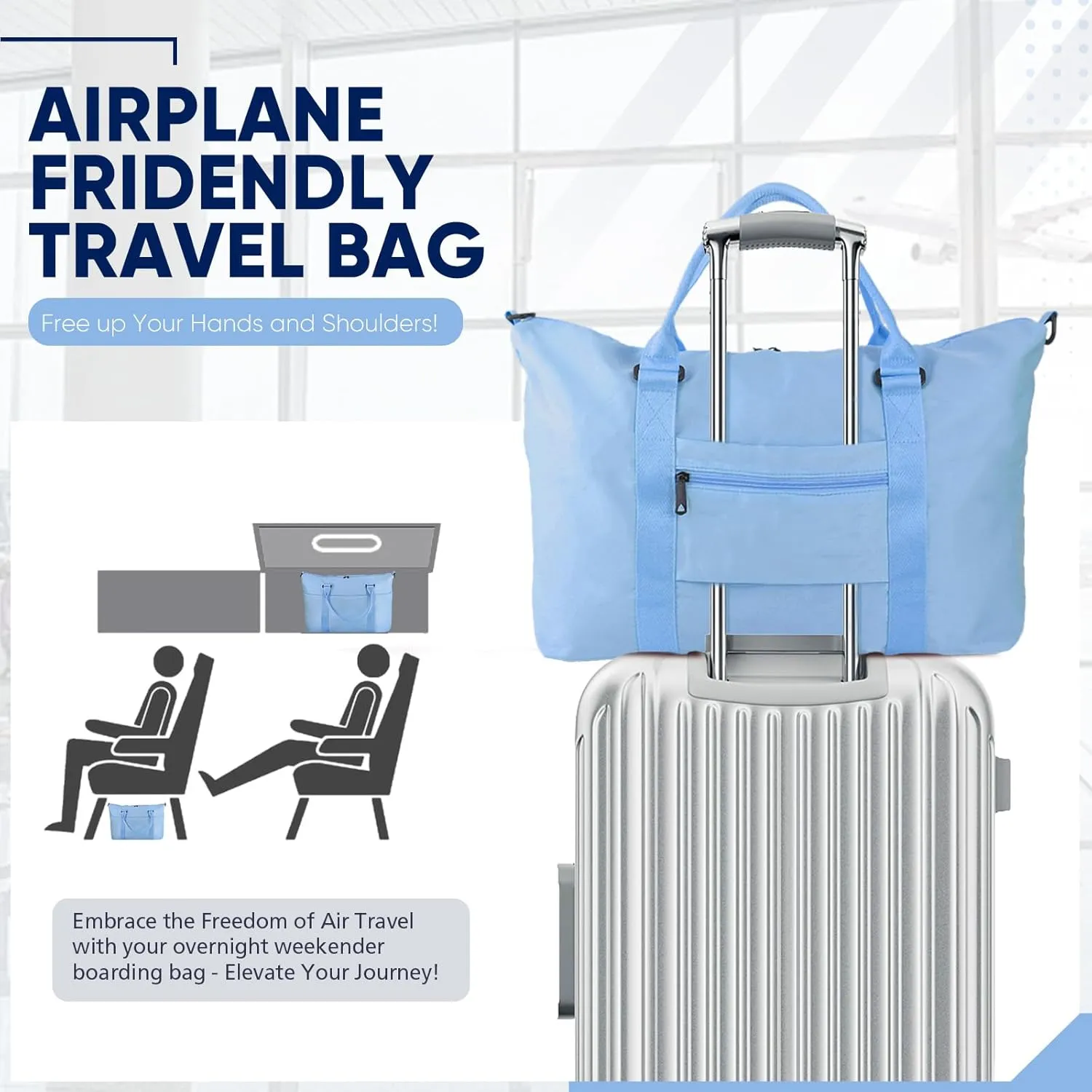 Travel Duffle Bag, Weekender Travel Bag Men Small Gym Bag for Women, Hospital Bag for Labor and Delivery, Overnight Bag Luggage Bag with Trolley Sleeve, Airplane Travel Essentials for Flying(Black)