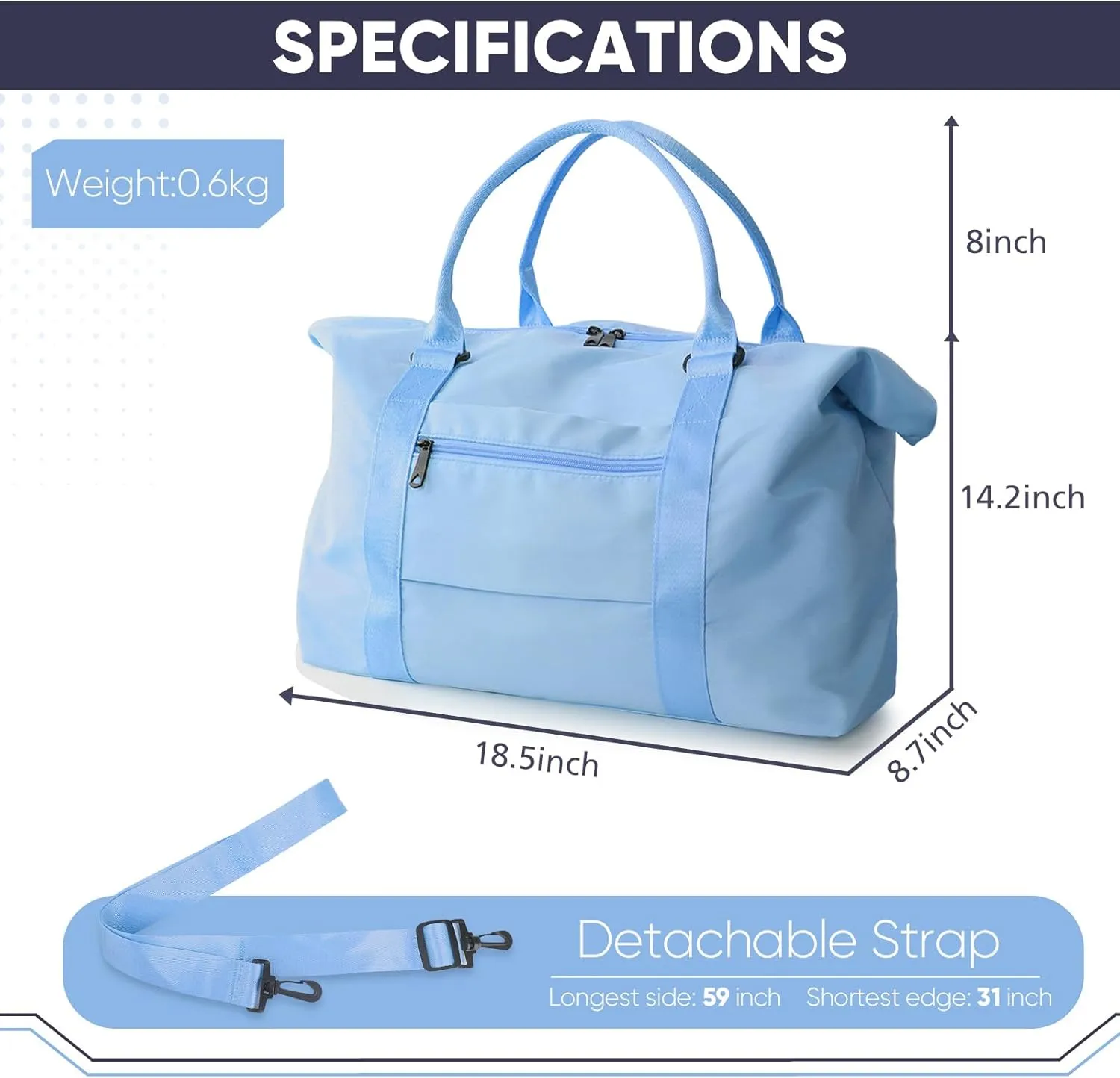 Travel Duffle Bag, Weekender Travel Bag Men Small Gym Bag for Women, Hospital Bag for Labor and Delivery, Overnight Bag Luggage Bag with Trolley Sleeve, Airplane Travel Essentials for Flying(Black)