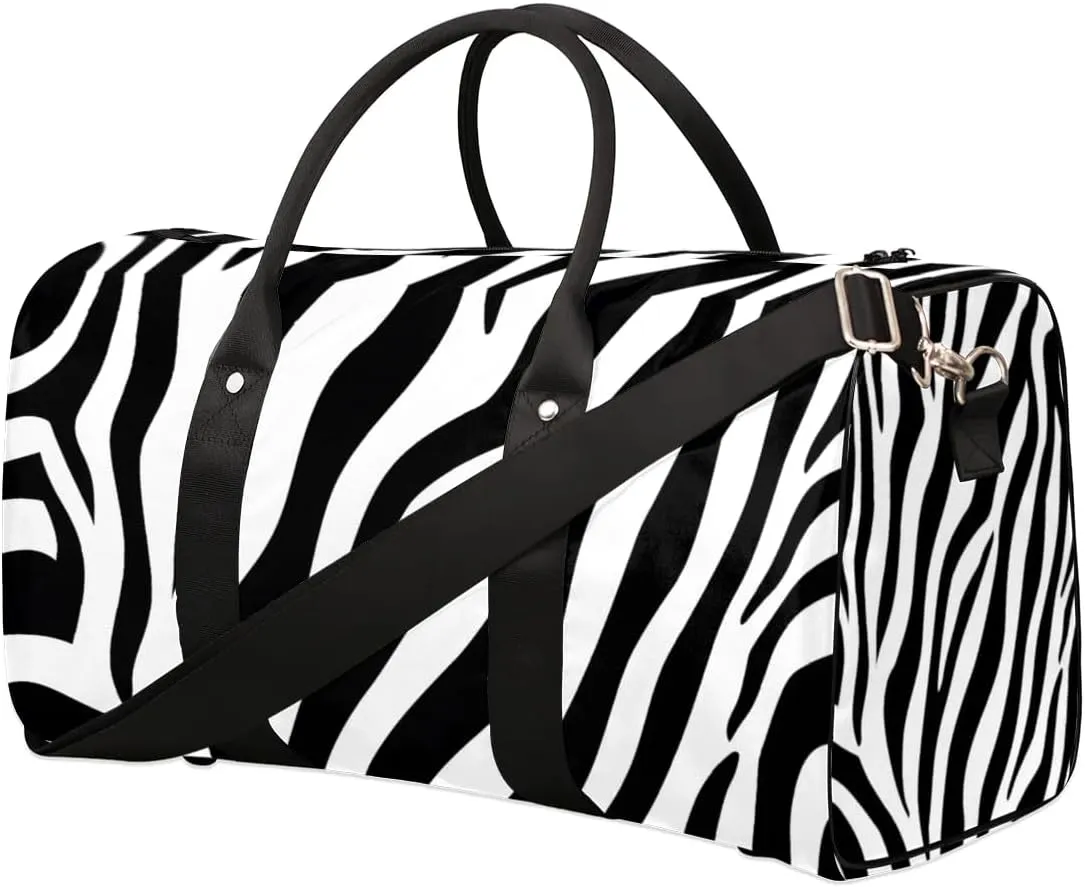 Travel Duffle Bag Zebra Striped Gym Bags for Men Women Travel Duffel Bags with Adjustable Shoulder Strap Carry On Weekender Bag