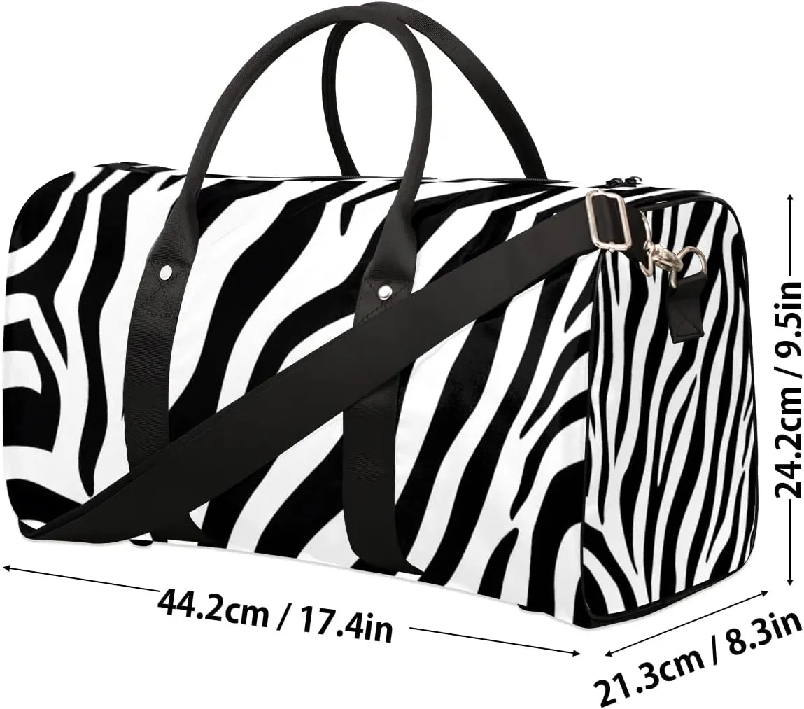 Travel Duffle Bag Zebra Striped Gym Bags for Men Women Travel Duffel Bags with Adjustable Shoulder Strap Carry On Weekender Bag