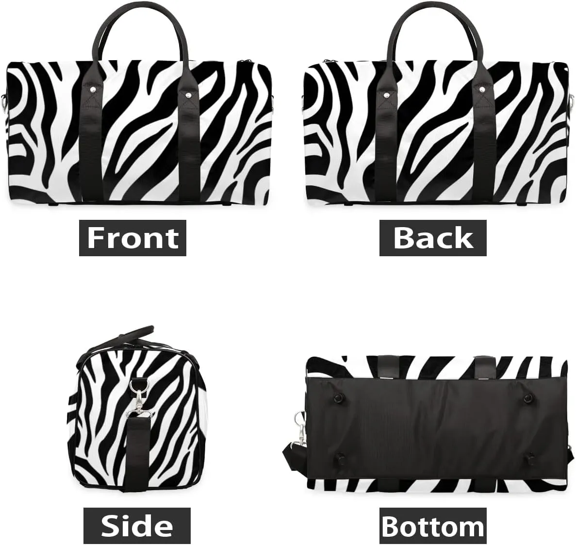 Travel Duffle Bag Zebra Striped Gym Bags for Men Women Travel Duffel Bags with Adjustable Shoulder Strap Carry On Weekender Bag