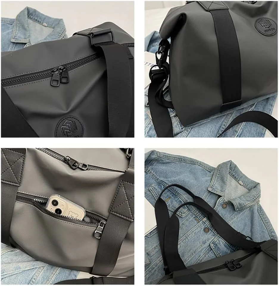 Travel Duffle Bags Large Gym Sports Crossbody Bag Foldable Overnight Weekender Carry-on Luggage Bag Personal Item Tote Bag (Grey)