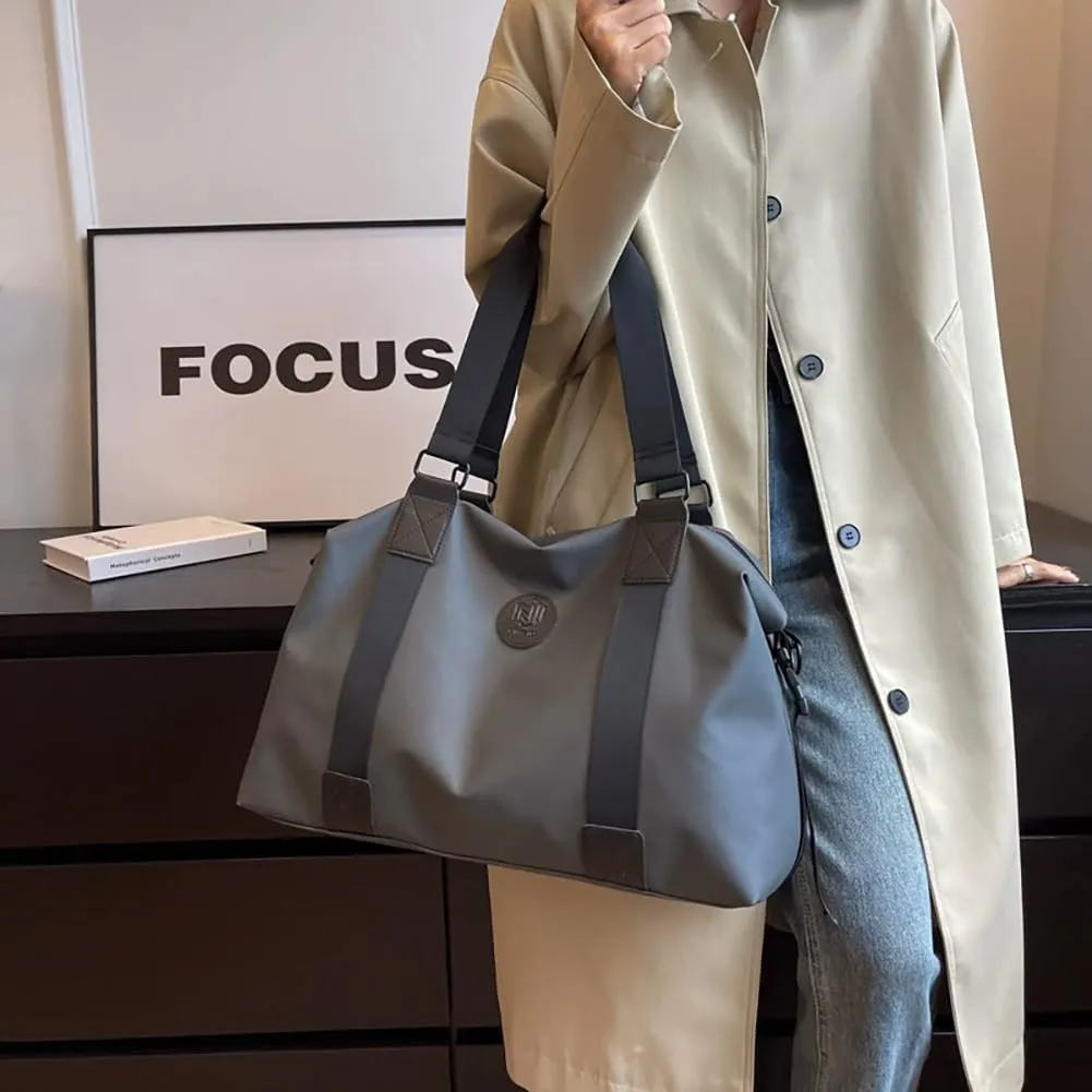 Travel Duffle Bags Large Gym Sports Crossbody Bag Foldable Overnight Weekender Carry-on Luggage Bag Personal Item Tote Bag (Grey)