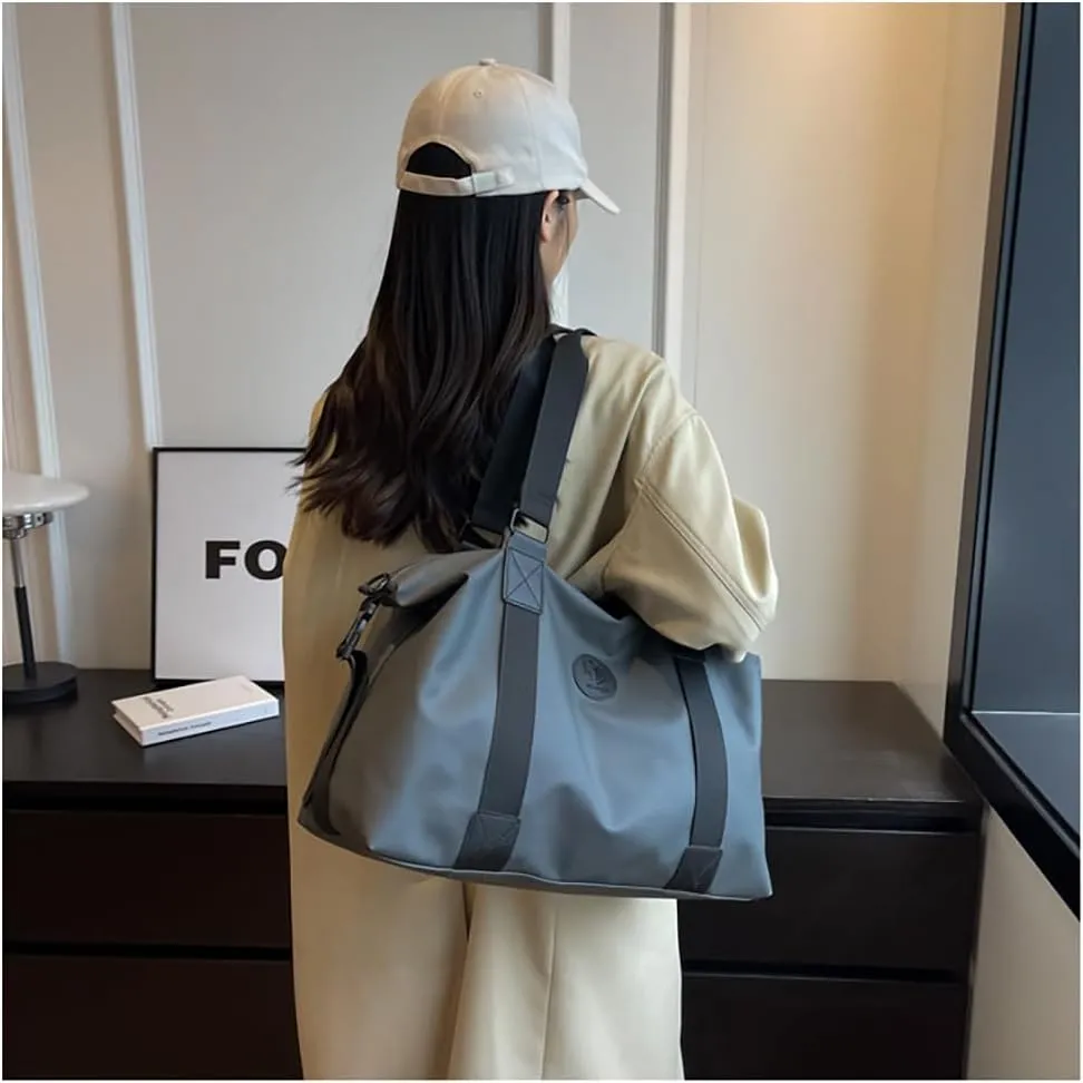 Travel Duffle Bags Large Gym Sports Crossbody Bag Foldable Overnight Weekender Carry-on Luggage Bag Personal Item Tote Bag (Grey)