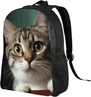 Travel Laptop Backpack A curious cat Carry On Backpack Casual Daypack Waterproof Business Work Bag