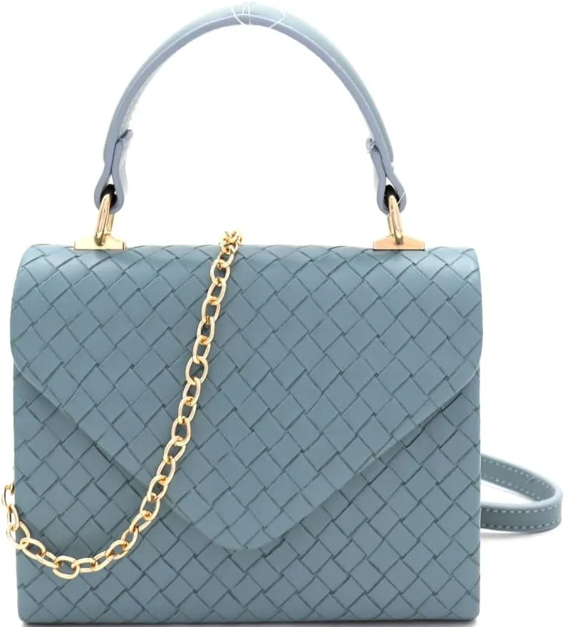 Trendeology Mini Top-Handle Retro Box Flap PU Leather Satchel Purse Crossbody