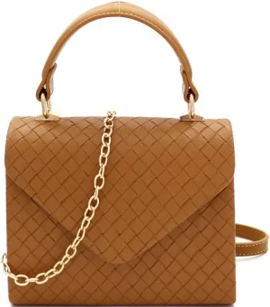 Trendeology Mini Top-Handle Retro Box Flap PU Leather Satchel Purse Crossbody