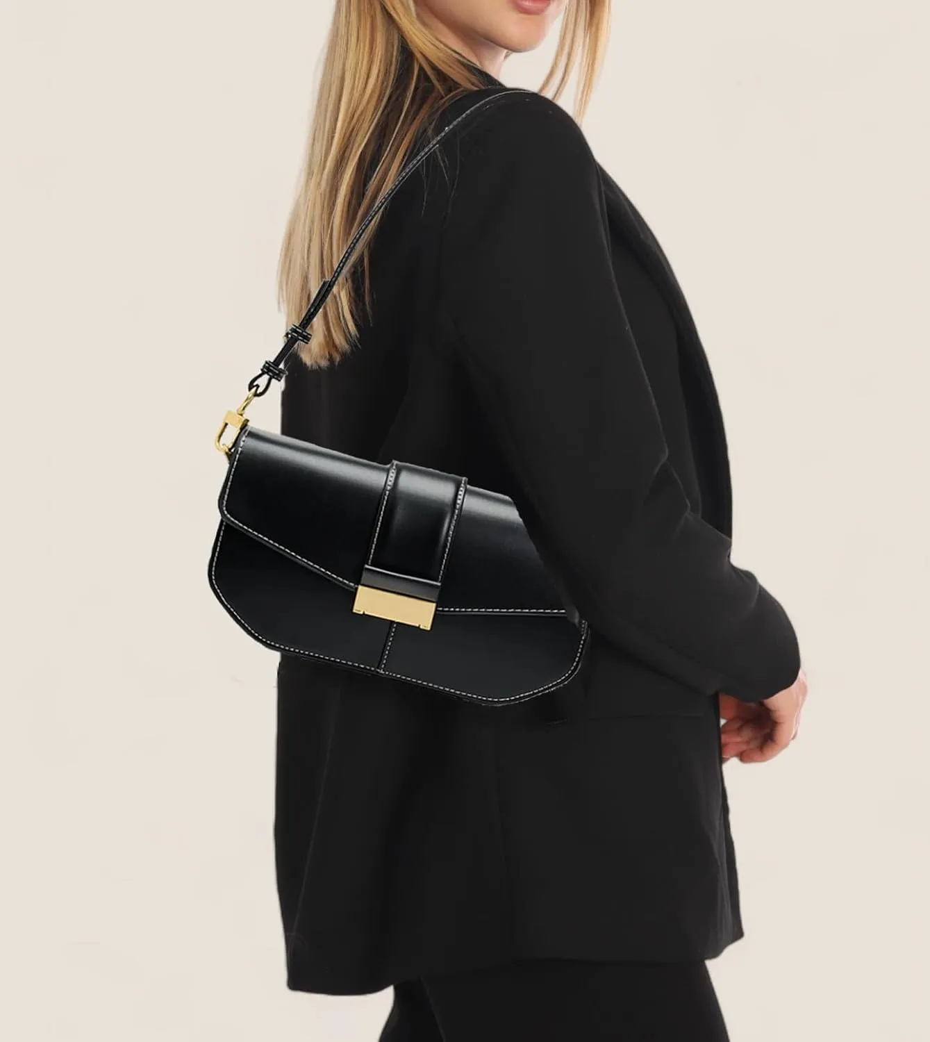 Trendy Small Shoulder Bag Stylish Crossbody Purse for Women Wide Strap Leathe Flap Shoulder Clutch Purses