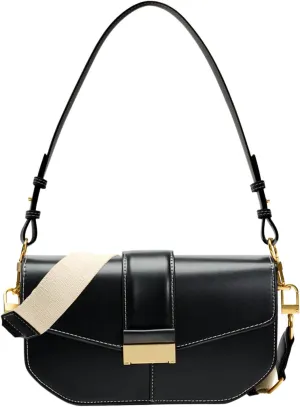 Trendy Small Shoulder Bag Stylish Crossbody Purse for Women Wide Strap Leathe Flap Shoulder Clutch Purses