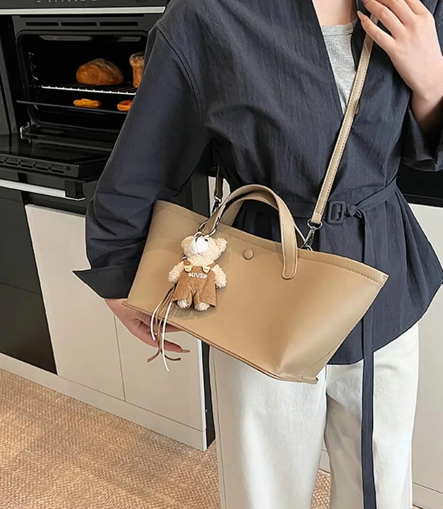 Trendy Tote Bag for Women Retro Casual Shoulder Bags PU Leather Work Handbags Satchel with Removeable Strap 2025