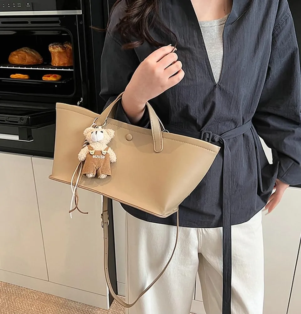 Trendy Tote Bag for Women Retro Casual Shoulder Bags PU Leather Work Handbags Satchel with Removeable Strap 2025