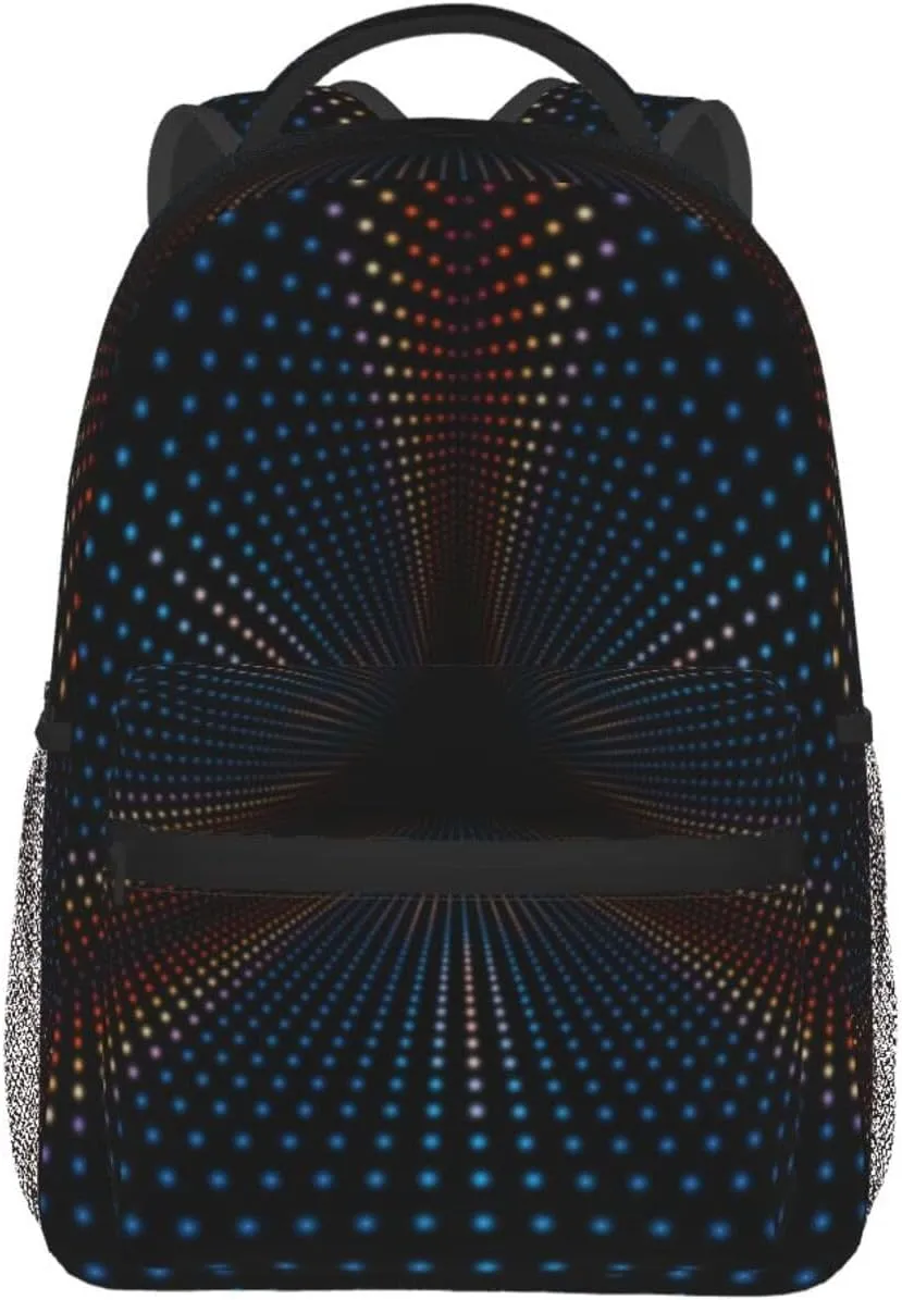 Triangular Polka Dots Tunnel Backpack for Men Women, Travel Laptop Backpack Computer Bag Daypack for Business Work Weekender
