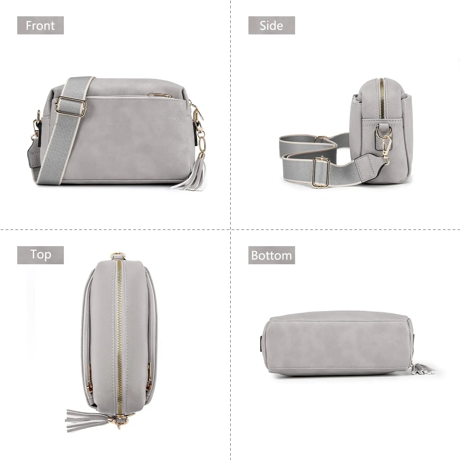 Triple Zip Small Crossbody Bag for women,Wide Strap Cell Phone Purse Shoulder Handbag Wallet with Credit Card Slots