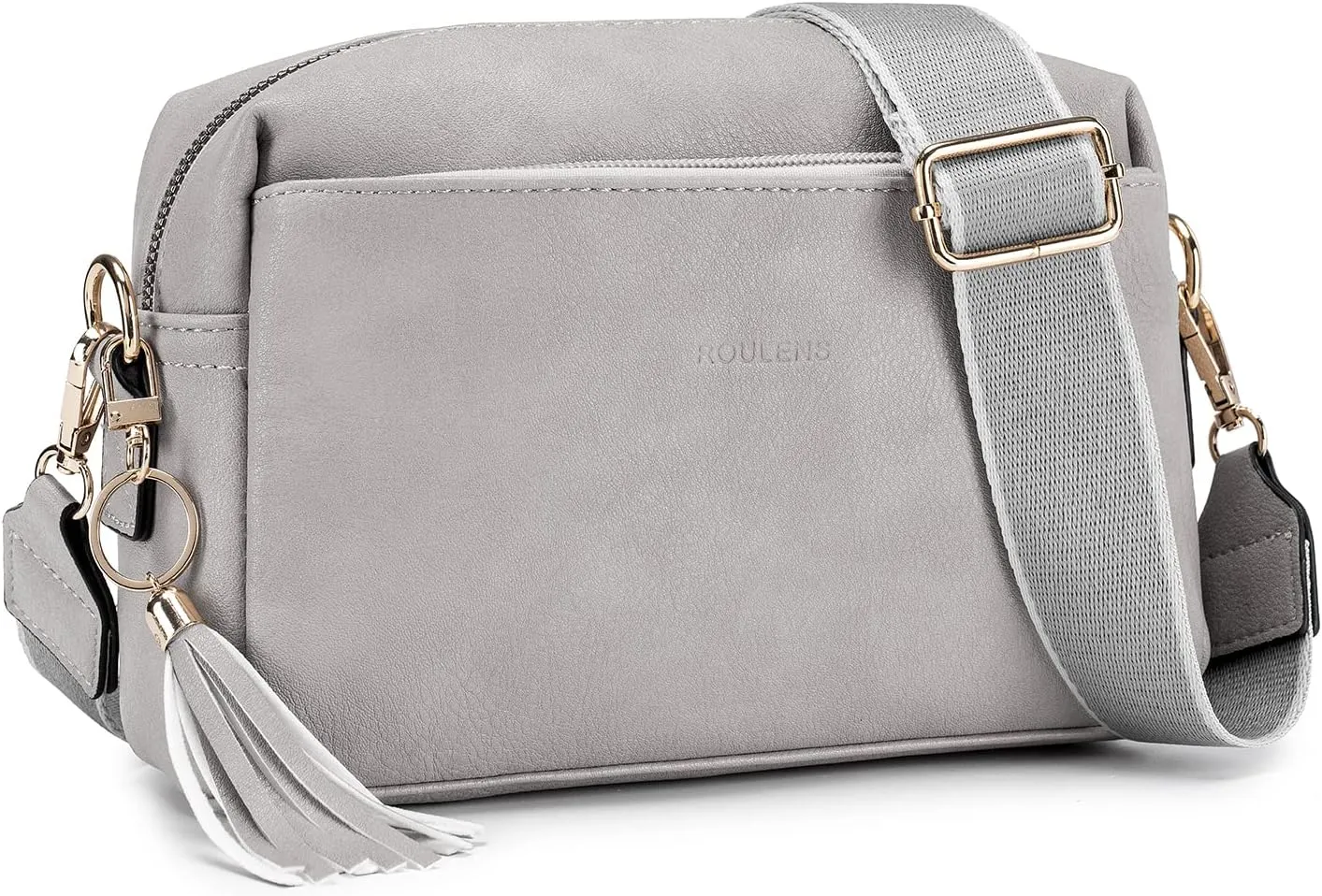Triple Zip Small Crossbody Bag for women,Wide Strap Cell Phone Purse Shoulder Handbag Wallet with Credit Card Slots