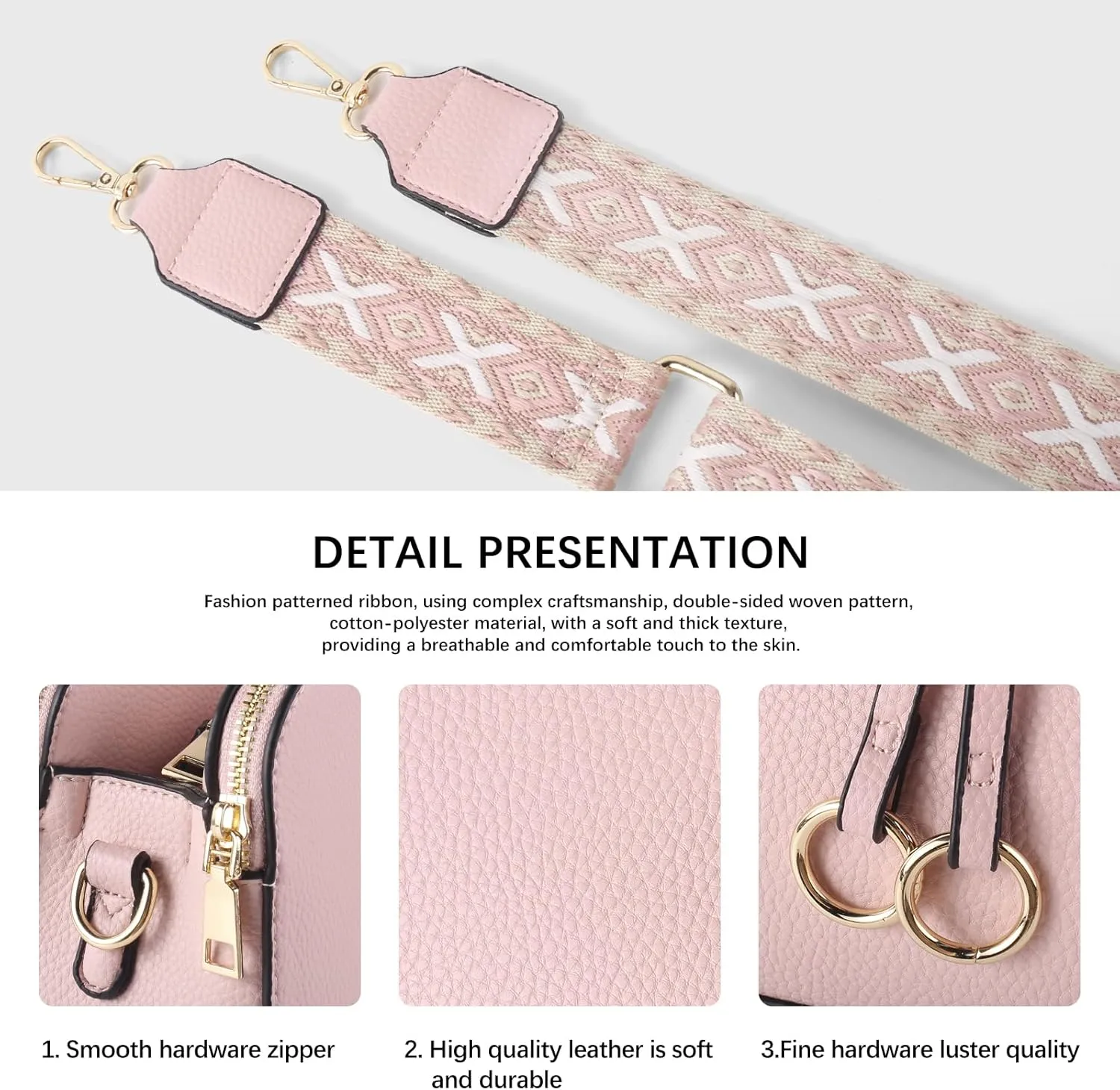 Triple Zip Small Crossbody Bags for Women Vegan Leather Purses Shoulder Handbags,Wide Strap Cell Phone Purse