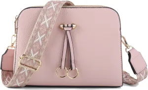 Triple Zip Small Crossbody Bags for Women Vegan Leather Purses Shoulder Handbags,Wide Strap Cell Phone Purse