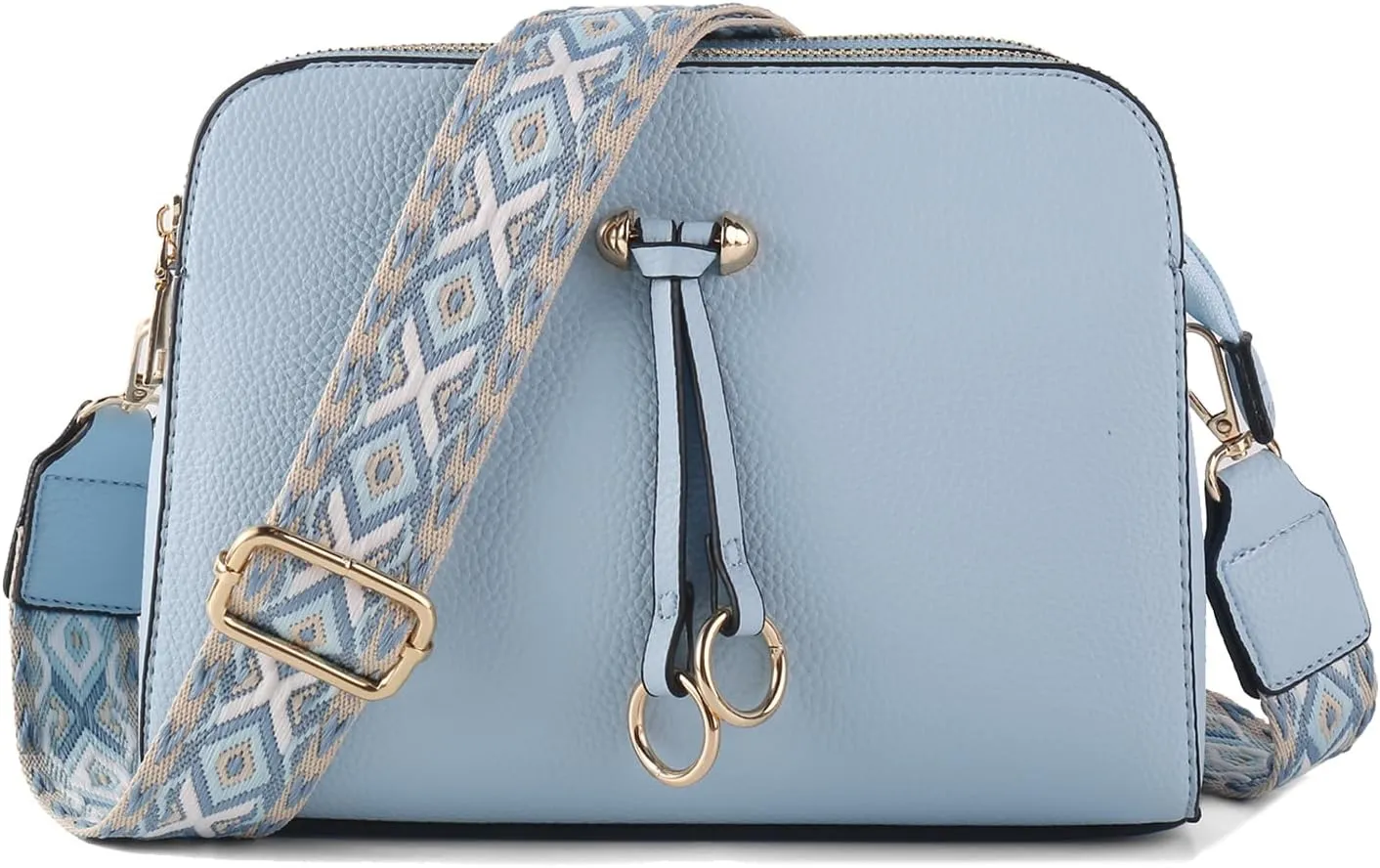 Triple Zip Small Crossbody Bags for Women Vegan Leather Purses Shoulder Handbags,Wide Strap Cell Phone Purse