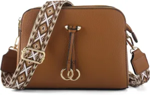 Triple Zip Small Crossbody Bags for Women Vegan Leather Purses Shoulder Handbags,Wide Strap Cell Phone Purse