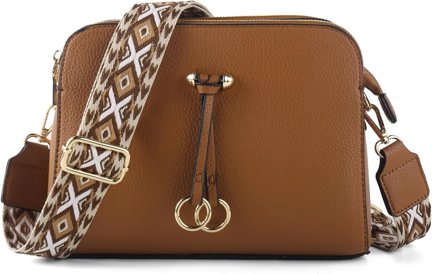 Triple Zip Small Crossbody Bags for Women Vegan Leather Purses Shoulder Handbags,Wide Strap Cell Phone Purse