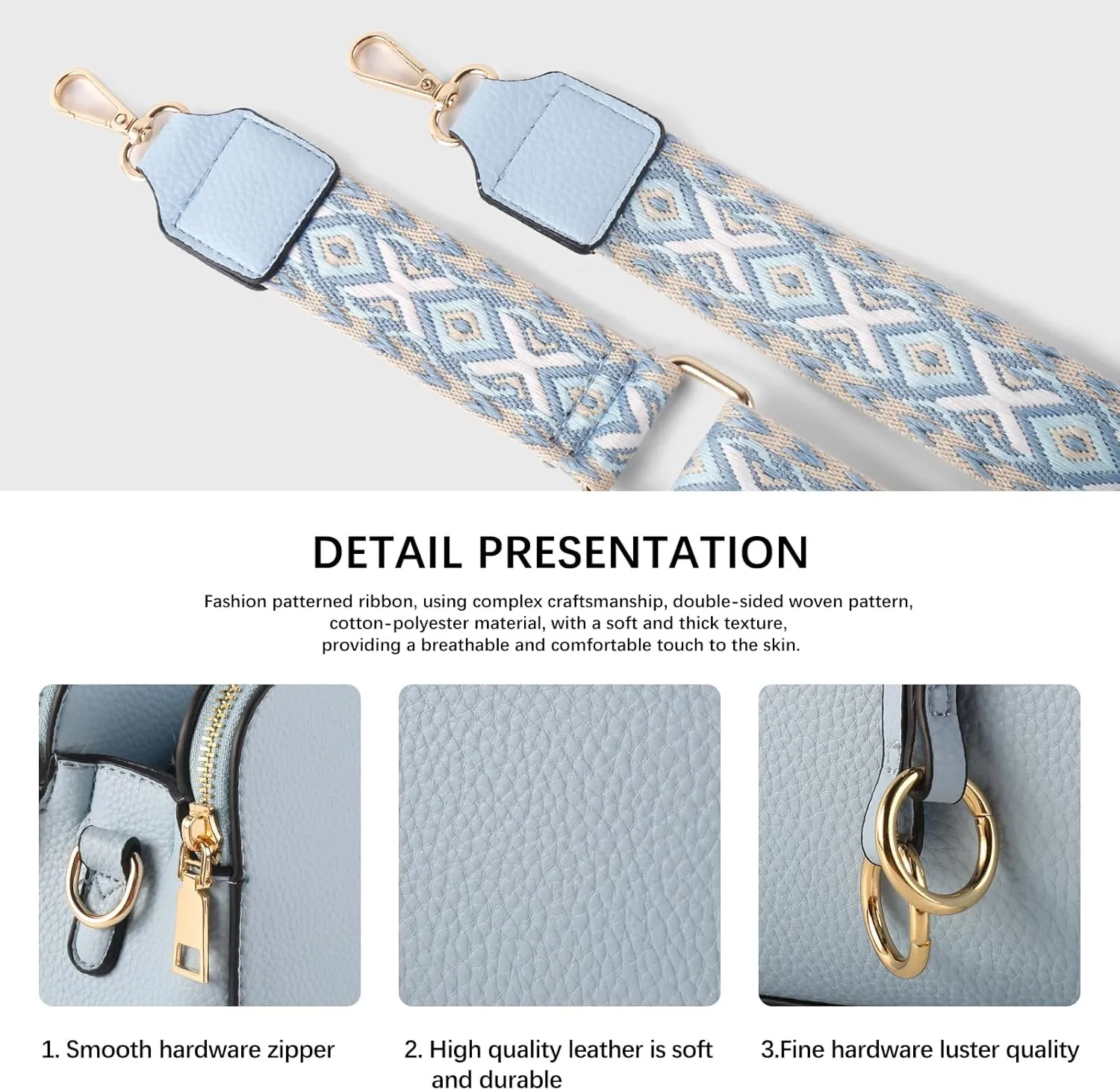 Triple Zip Small Crossbody Bags for Women Vegan Leather Purses Shoulder Handbags,Wide Strap Cell Phone Purse
