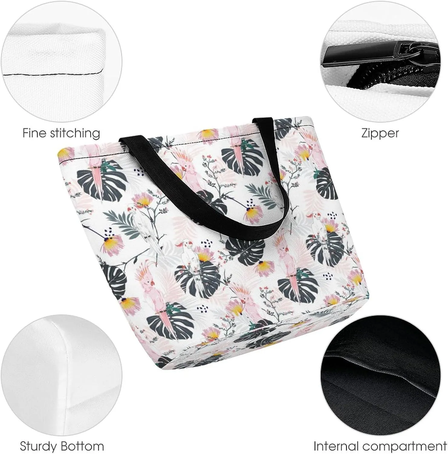 Tropical-Floral-Print Tote Bags Handbags for Women Fashion Shoulder Bags Shoulder Handbag.