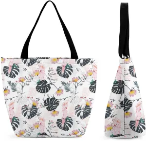 Tropical-Floral-Print Tote Bags Handbags for Women Fashion Shoulder Bags Shoulder Handbag.