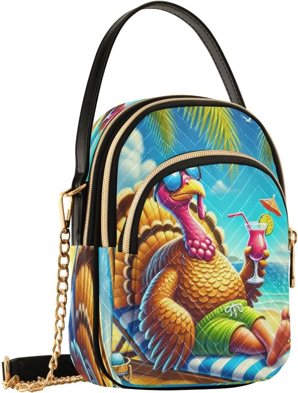 Tropical Turkey Beach Summer Crossbody Bags for Women Small Sling Cross Body Bag Fanny Packs Phone Purse with Strap