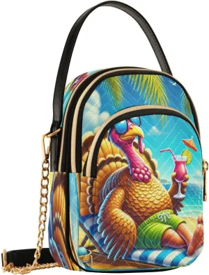Tropical Turkey Beach Summer Crossbody Bags for Women Small Sling Cross Body Bag Fanny Packs Phone Purse with Strap