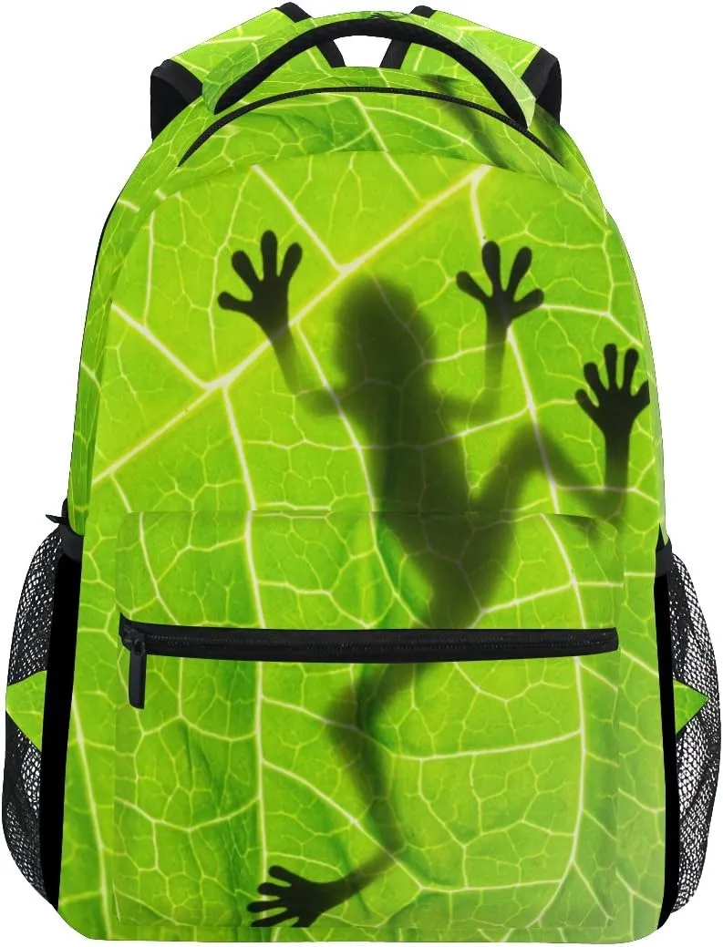 TropicalLife Amazon Rainforests Green Tree Frog Backpacks Bookbag Shoulder School Computer Hiking Gym Travel Casual Travel Daypack