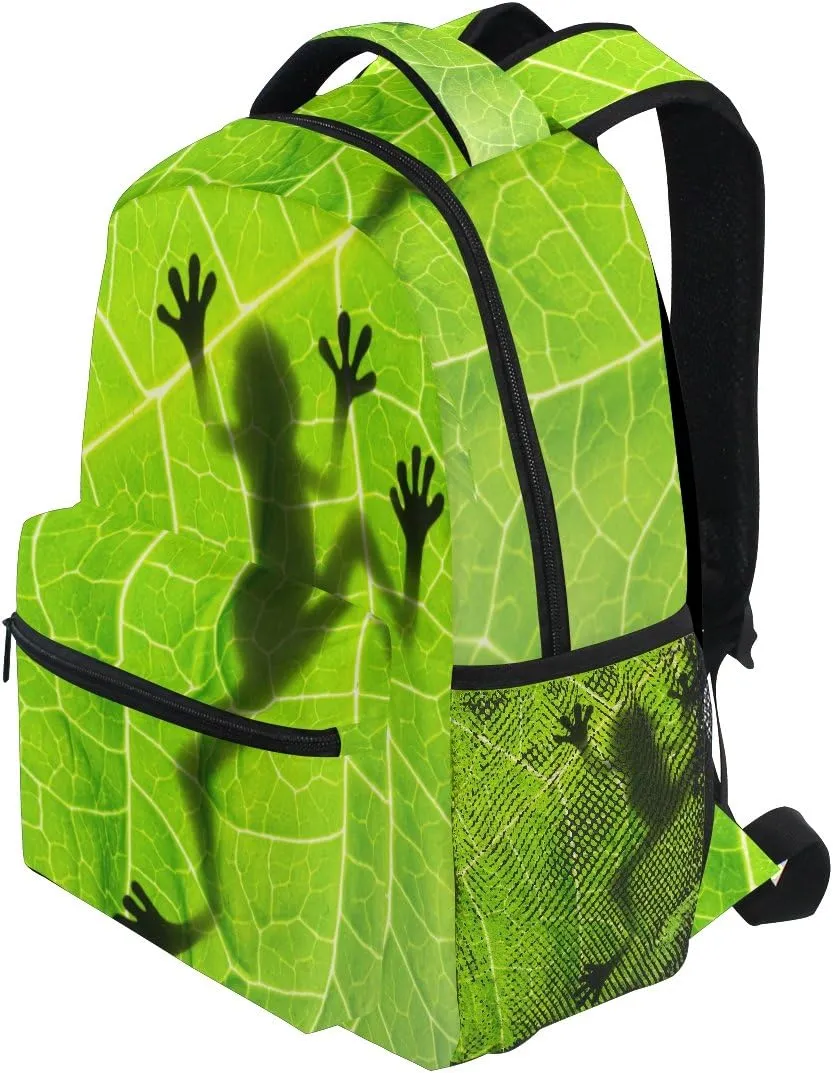 TropicalLife Amazon Rainforests Green Tree Frog Backpacks Bookbag Shoulder School Computer Hiking Gym Travel Casual Travel Daypack
