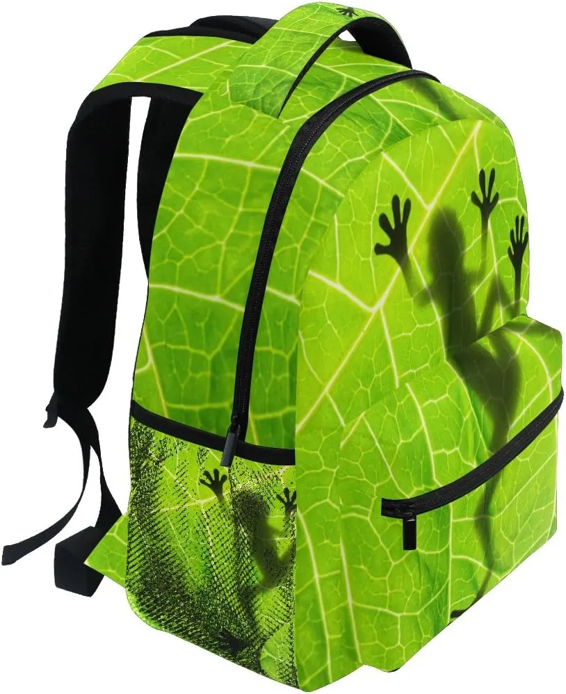 TropicalLife Amazon Rainforests Green Tree Frog Backpacks Bookbag Shoulder School Computer Hiking Gym Travel Casual Travel Daypack
