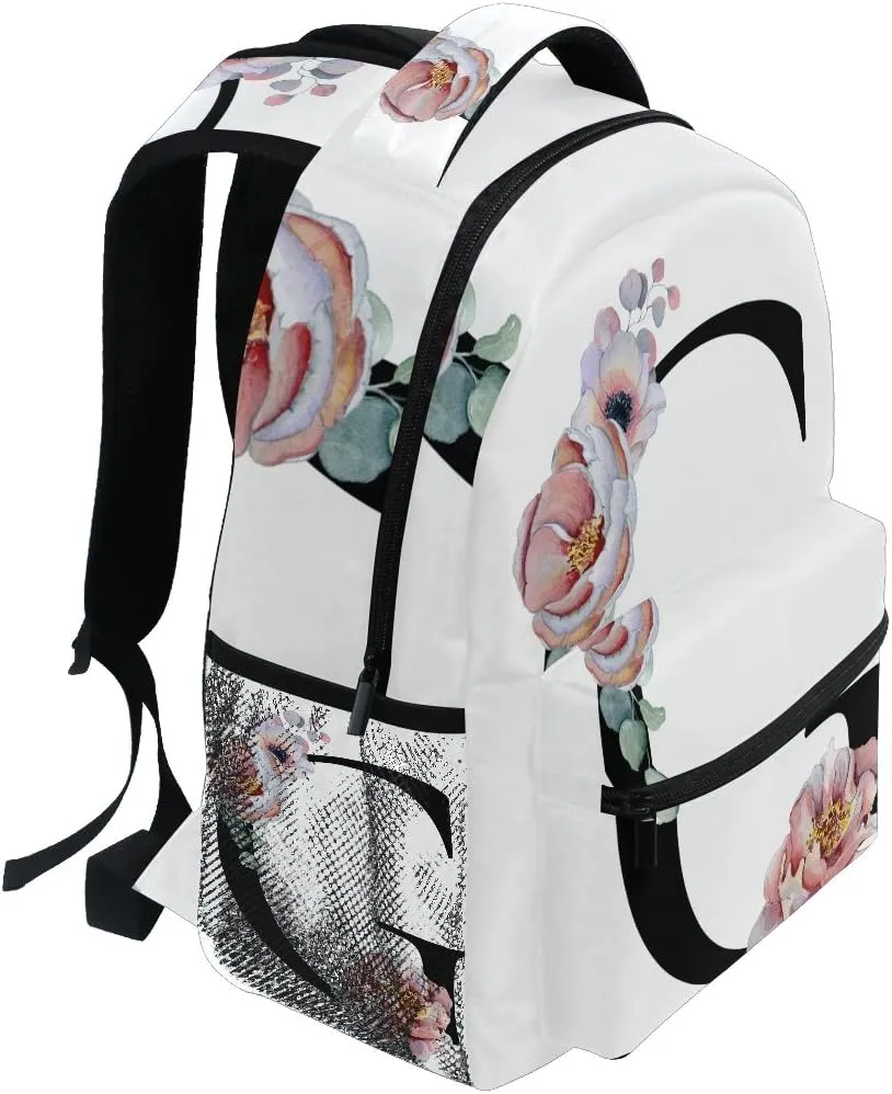 TropicalLife Letter G with Flower Backpacks Bookbag Shoulder School Computer Hiking Gym Travel Casual Travel Daypack