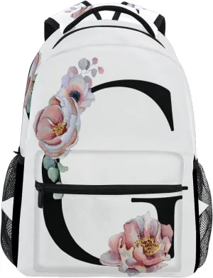 TropicalLife Letter G with Flower Backpacks Bookbag Shoulder School Computer Hiking Gym Travel Casual Travel Daypack