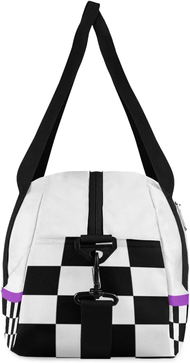 Truck Car Custom Name Kids Overnight Duffel Bags Boys Buffalo Plaid Personalized Sport Gym Bag Customized Duffel Bag for Travel Weekender Practice Gymnastics