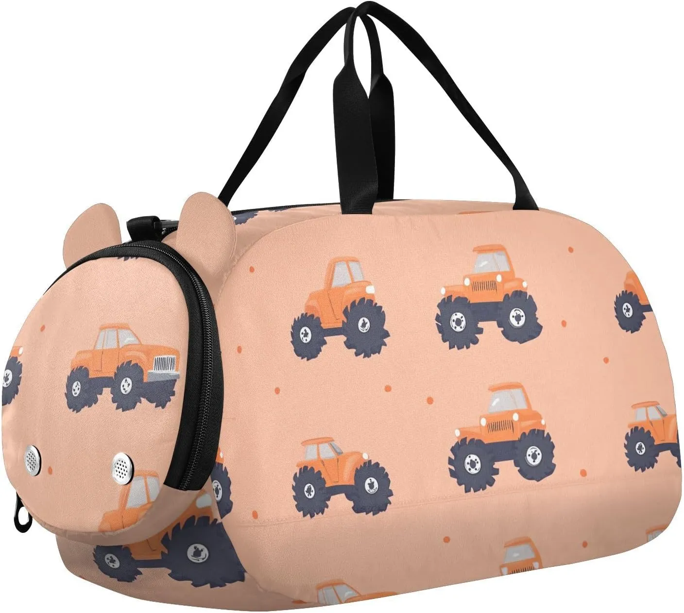 trucks Car Peach Gym Duffel Bag with Shoes Compartment Lightweight Kids Overnight Bag for Beach Swim Bags Pool Sports
