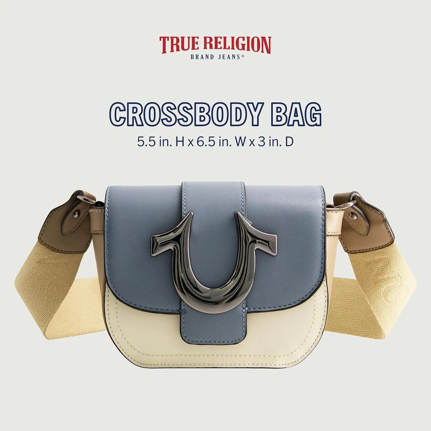 True Religion Women's Crossbody Bag, Mini Flap Adjustable Shoulder Handbag Purse with Horseshoe Logo