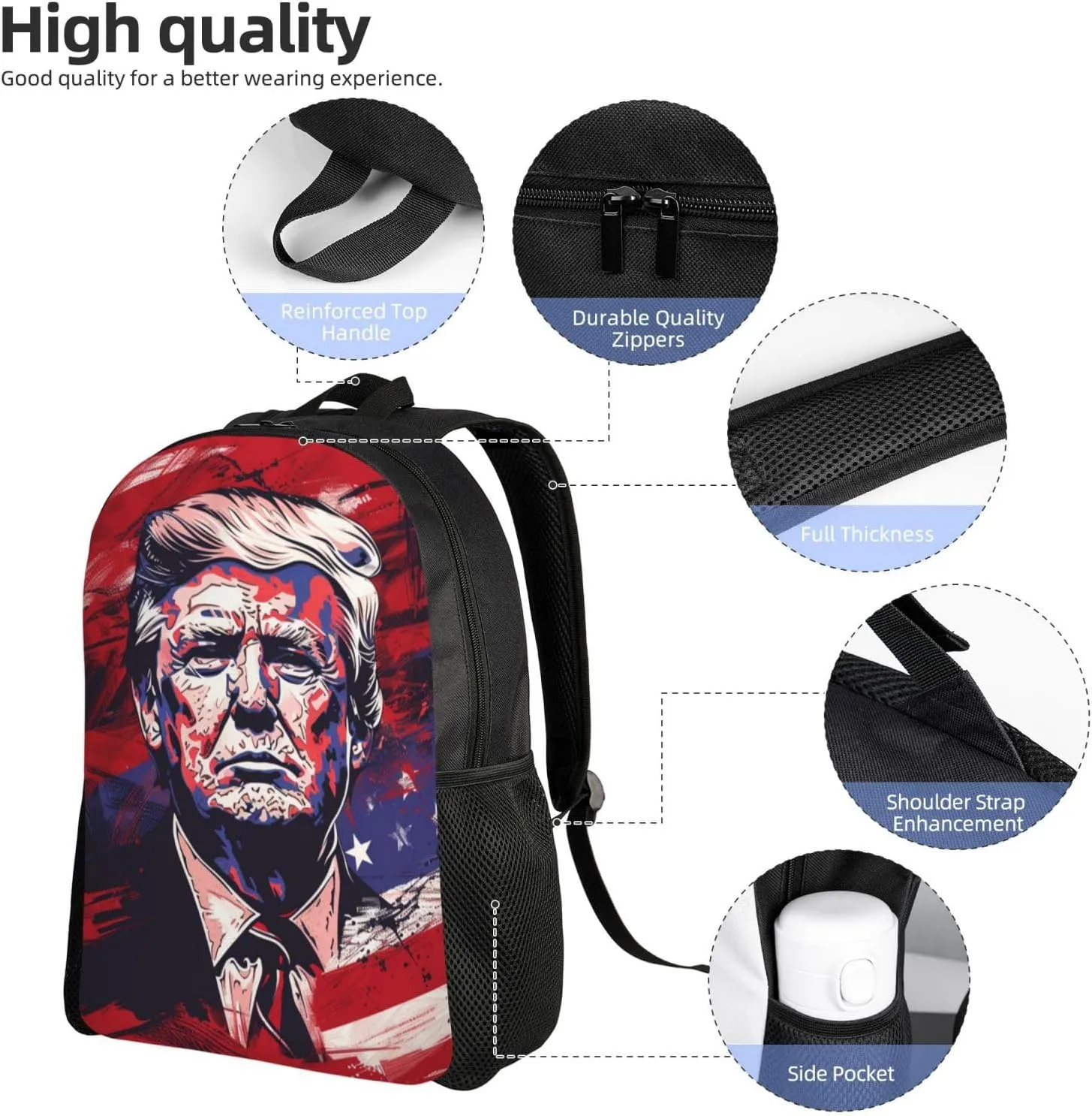 Trump Flag Backpack Waterproof Anti Theft Durable Light Laptop Bag Backpacks For Women Men Travel Gym Backpack