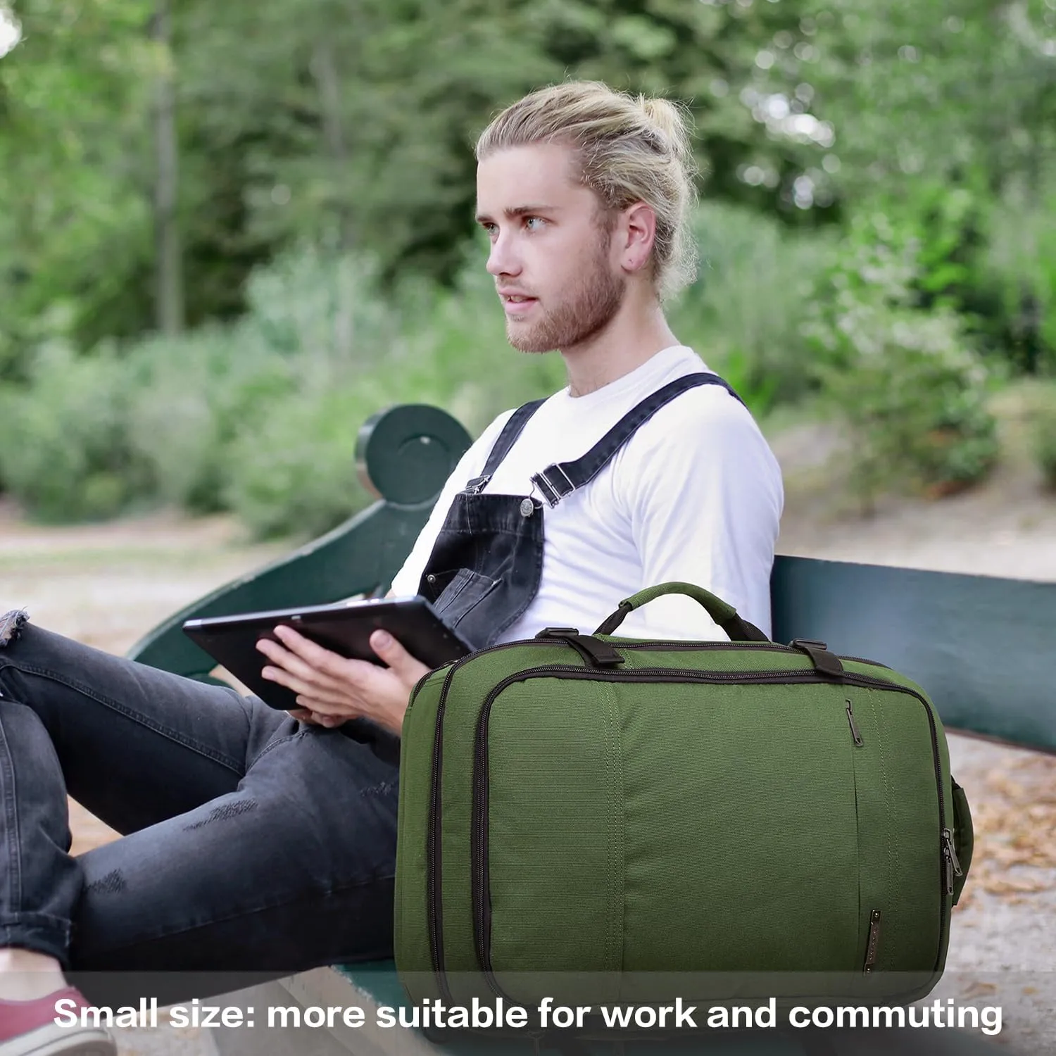 TUGUAN 17 Inch Laptop Backpack 36L Small Computer Backpack with USB Charging Port Green Business Laptop Backpacks for Men Expandable Work Backpacks for Women - Suitable for Work and Commuting