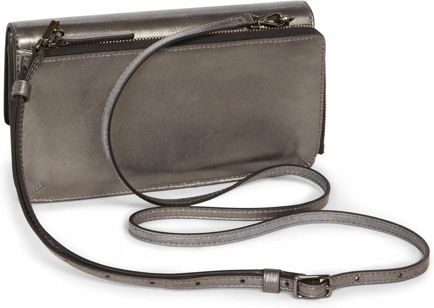 TUMI - Belden Crossbody Wallet Bag - Multipurpose Leather Travel Wallet - With Pockets & Card Holder - 4.5" x 8.0" x 1.3" - Pewter Metallic