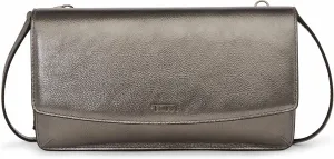 TUMI - Belden Crossbody Wallet Bag - Multipurpose Leather Travel Wallet - With Pockets & Card Holder - 4.5" x 8.0" x 1.3" - Pewter Metallic