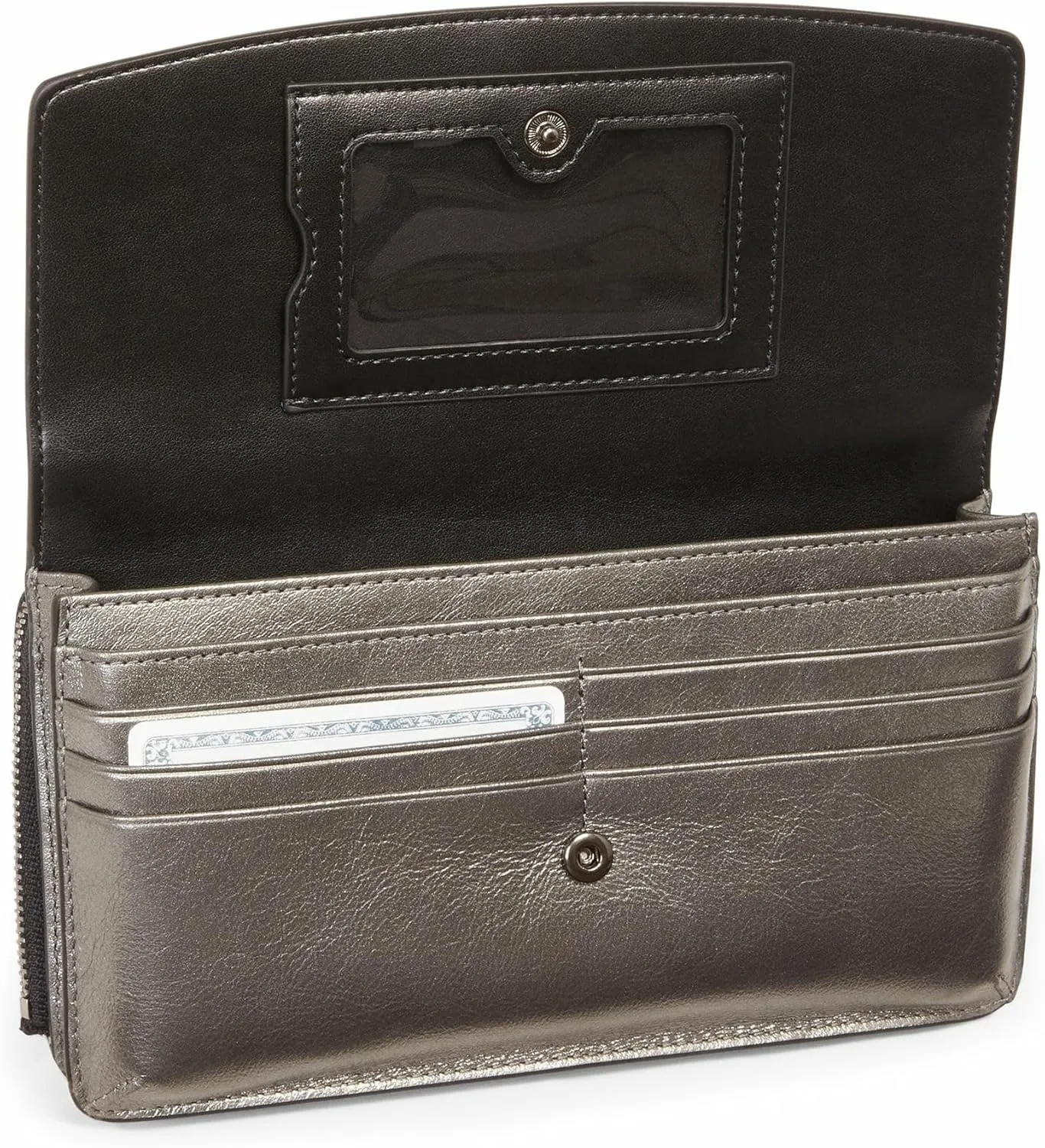 TUMI - Belden Crossbody Wallet Bag - Multipurpose Leather Travel Wallet - With Pockets & Card Holder - 4.5" x 8.0" x 1.3" - Pewter Metallic
