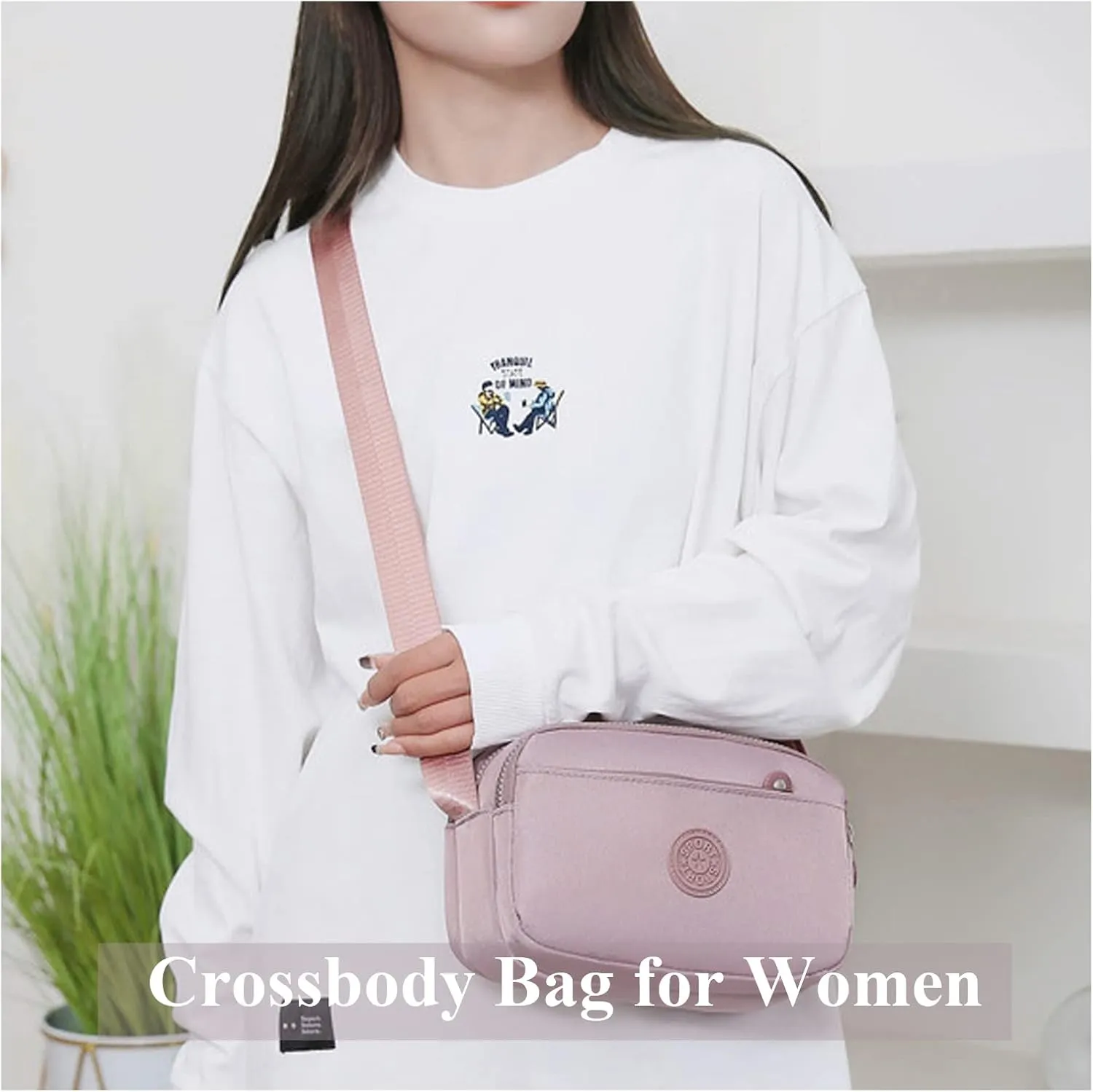 UERRUAM Crossbody Bags for Women Small Purse with Multi Pockets and Compartments Cute Nylon Shoulder Bag Lightweight