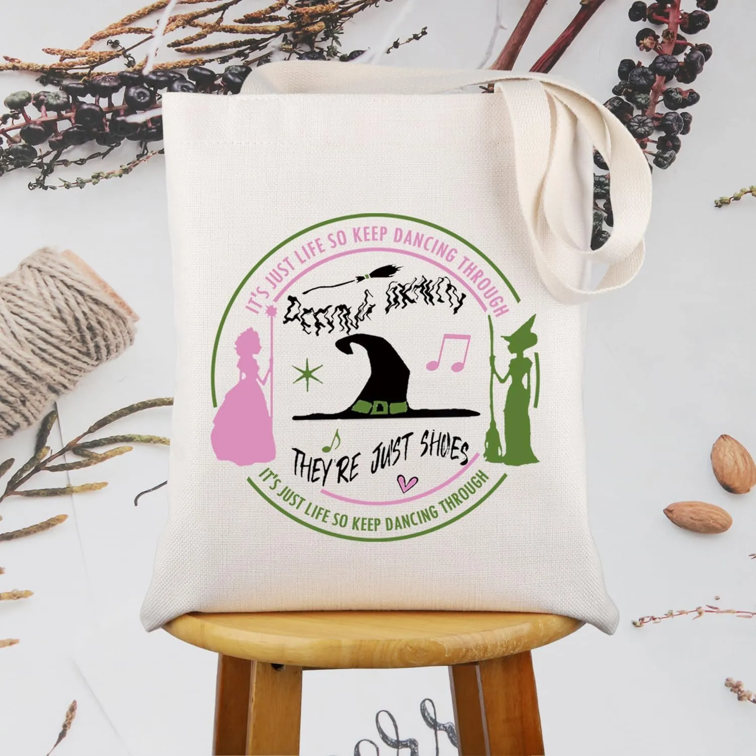 UJIMS Witch Musical Merchandise Musical Theater Tote Bag Good and Bad Witch Musical Theater Fans Gift Shoulder Bag