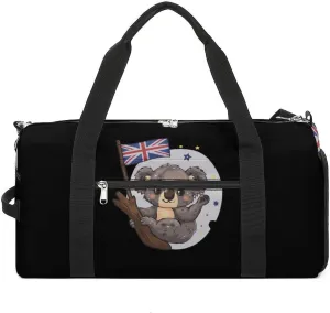Uk Flag Koala Bear Gym Bag for Women Men Lightweight Duffel Bag Travel Tote Bag Sports Bag with Shoulder Strap