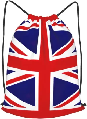 Uk Flag Print Drawstring Backpack Bag, Men'S Women'S Shopping Yoga Swimming Travel Sports Backpacks